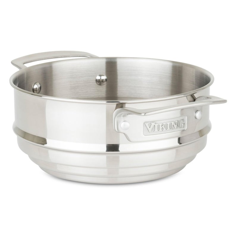 Viking Steamer Insert and Colander Stainless Steel Pot Strainer Fits 24 Quart Sauce Pan and 6258 Inch Sauce Pans and Casseroles Dishwasher and Oven Safe Silver