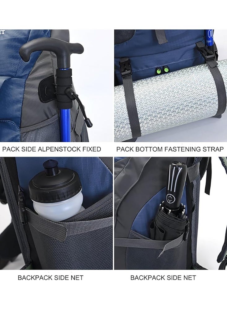 Free Knight 50L Hiking Backpack, Water Resistant Lightweight Outdoor Sport Daypack Travel Bag for Camping Climbing Skiing Cycling (Navy Blue - With Shoe Compartment) - Image 3