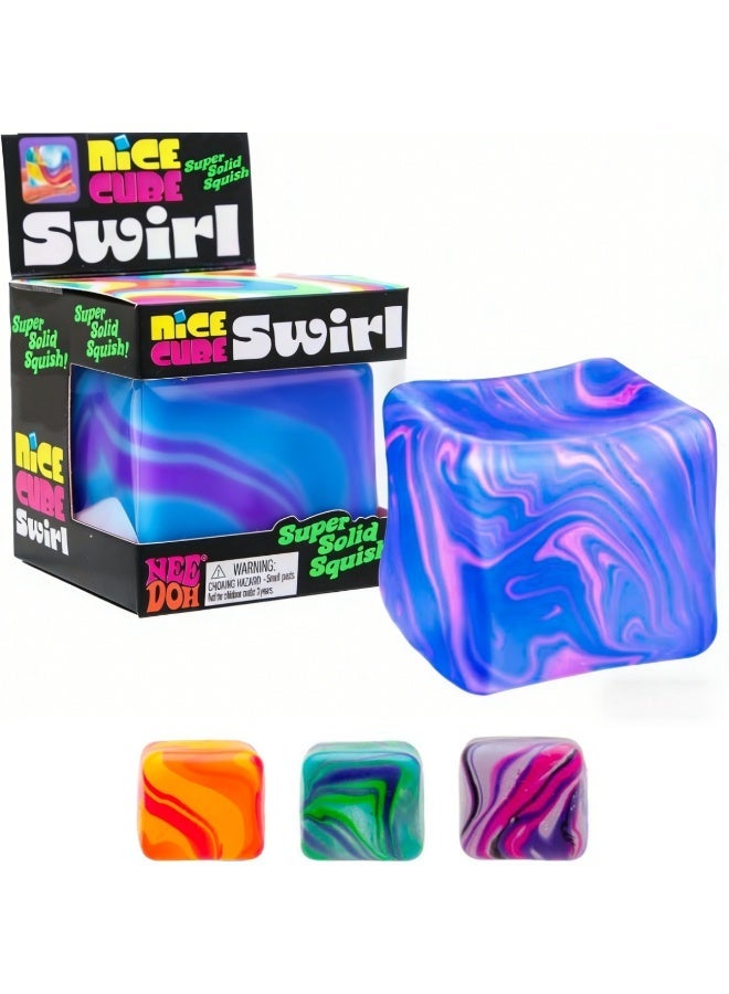 Swirl Marble Swirl Stress Cube Squishy Toys (Blue) - Super Solid Squish Fidget Cubes for Anxiety Relief, Colorful Sensory Stress Balls for Kids & Adults, Perfect for Office, School & Travel - Image 1