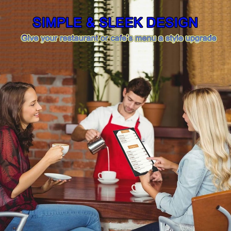 WFD.L Menu Holder 3 Packs Menu Covers Synthetic Leather Single Panel With Angled Corners Black For Restaurant 4.25""X11""Menus(4.25""X11""/Single Panel /3Pcs) - Image 2