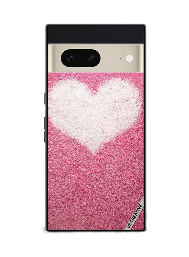 VR CREATIVE Protective Case Cover For Google Pixel 7 Pink with white heart Design Multicolour - Image 1