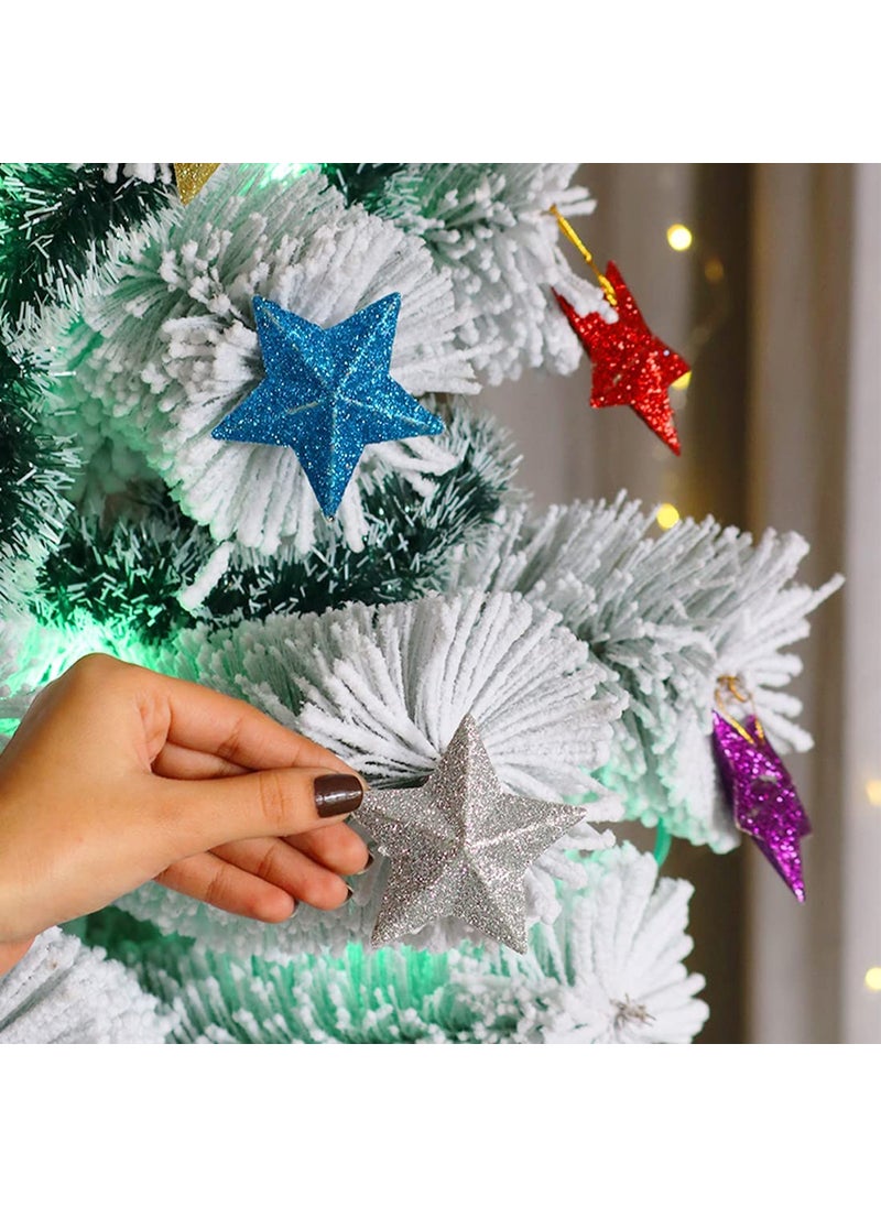 Lazybeee Lazybeee 12 Pcs Big Christmas Fancy Multi Color Star Ornaments for Xmas Tree Shatterproof Christmas Tree Decorations Perfect Hanging Multi Color Star Merry Christmas Tree Decoration  - Image 3