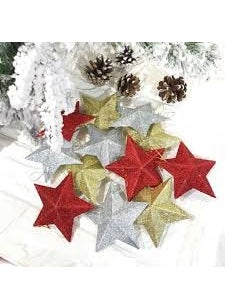 Lazybeee Lazybeee 12 Pcs Big Christmas Fancy Multi Color Star Ornaments for Xmas Tree Shatterproof Christmas Tree Decorations Perfect Hanging Multi Color Star Merry Christmas Tree Decoration  - Image 5