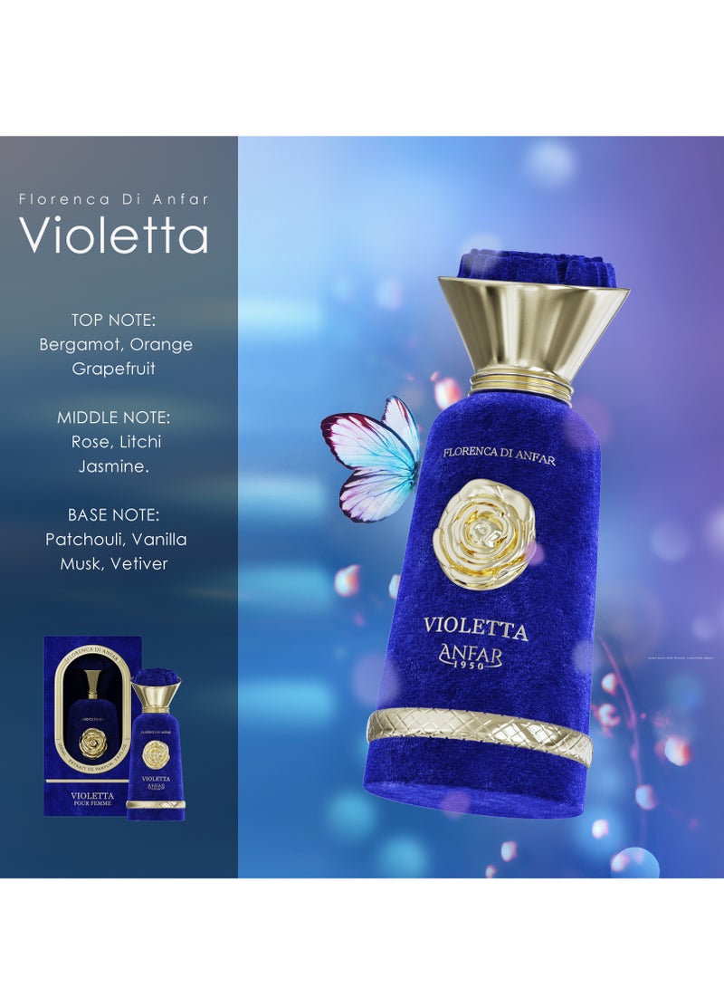 ANFAR 1950 VIOLETTA Pour Femme Extrait de Parfum,Bergamot, Orange, Grapefruit, Middle Notes: Rose, Litchi,FOR WOMEN,100ML - Image 3