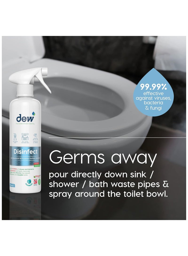 Dew Dew Disinfect 500ml Anti-Bacterial All Purpose Surface Sanitiser Safer Alternative to Bleach 100% Natural & Non Toxic No Alchohol Fragrance Free Suitable for all surfaces  - Image 3