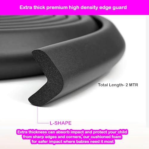 Safe-O-Kid® (Set of 1), Soft Cushioned 6.4 Ft / 2 Mtr Long Edge Guard with Strong 3M Adhesive, Safety for Sharp Edges for Babies- Black - Image 4