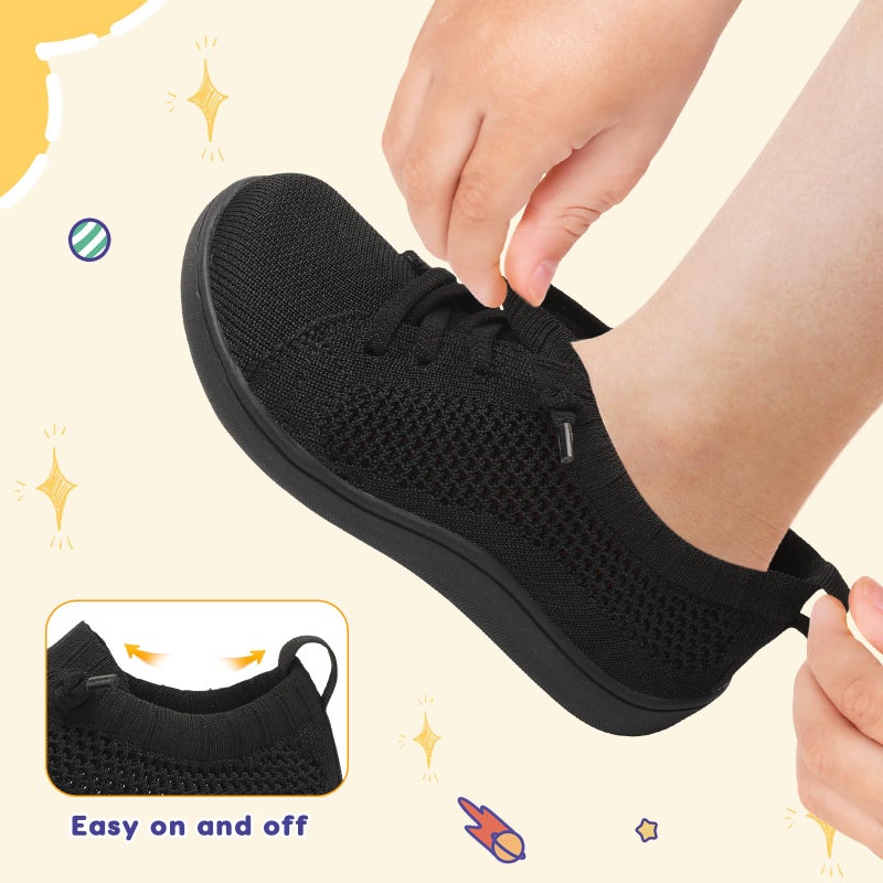 LeIsfIt Toddler Shoes Girls Boys Wide Shoes Kids Zero Drop Minimalist Sneakers Barefoot Slip on Tennis Sneakers Black 12 Little Kid - Image 5