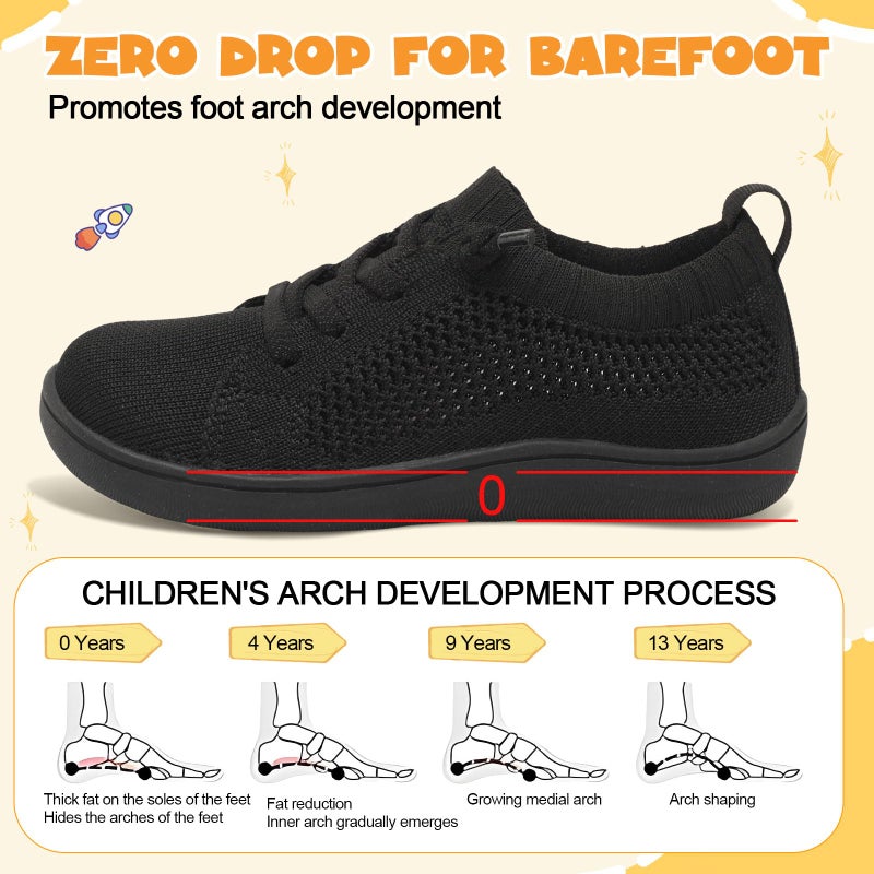 LeIsfIt Toddler Shoes Girls Boys Wide Shoes Kids Zero Drop Minimalist Sneakers Barefoot Slip on Tennis Sneakers Black 12 Little Kid - Image 4