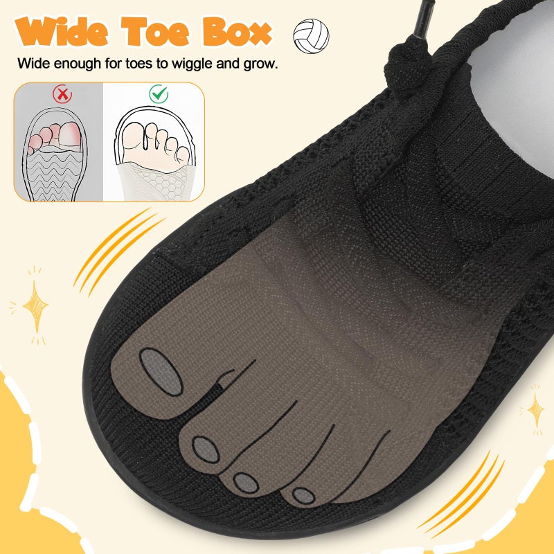 LeIsfIt Toddler Shoes Girls Boys Wide Shoes Kids Zero Drop Minimalist Sneakers Barefoot Slip on Tennis Sneakers Black 12 Little Kid - Image 3