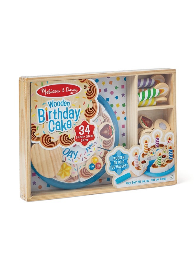 Melissa & Doug كعكة عيد الميلاد من ميليسا ودوج - طعام لعب خشبي مع تزيينات قابلة للتبديل و 7 شموع - Image 1