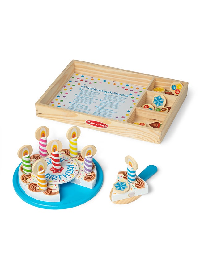 Melissa & Doug كعكة عيد الميلاد من ميليسا ودوج - طعام لعب خشبي مع تزيينات قابلة للتبديل و 7 شموع - Image 2