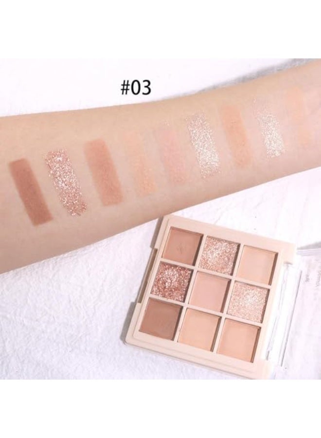 EVEREEN 9-Color Eyeshadow Palette 03 Milk Latte With Matte Shimmer And Glitter Shades - Image 2