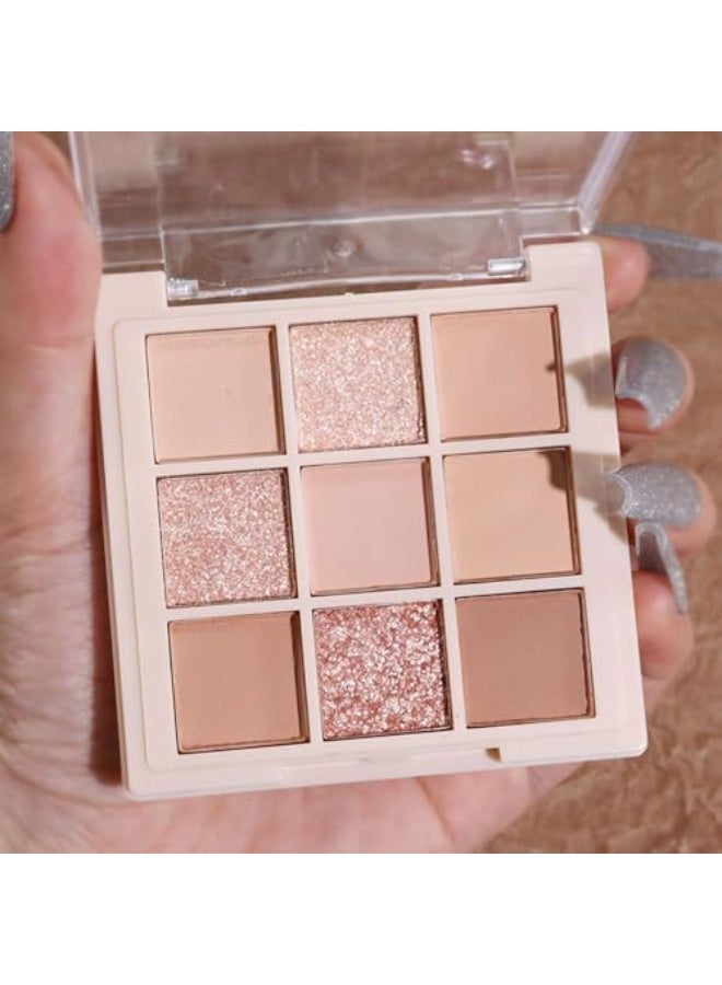EVEREEN 9-Color Eyeshadow Palette 03 Milk Latte With Matte Shimmer And Glitter Shades - Image 3