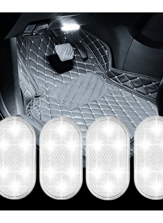 4pcs White LED Car Roof Lights Magnetic USB Rechargeable Starry Design - Image 1