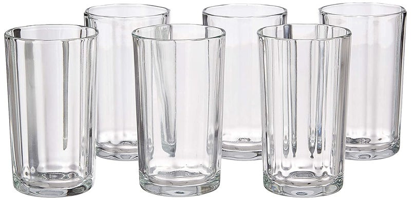 Brezzycloud Yeera Glass Ware Transparent Water Glasses Juice Glasses Beer Glasses Serving Glasses for Delicious Drinks Set of 6 T10FB 285ml - Image 1