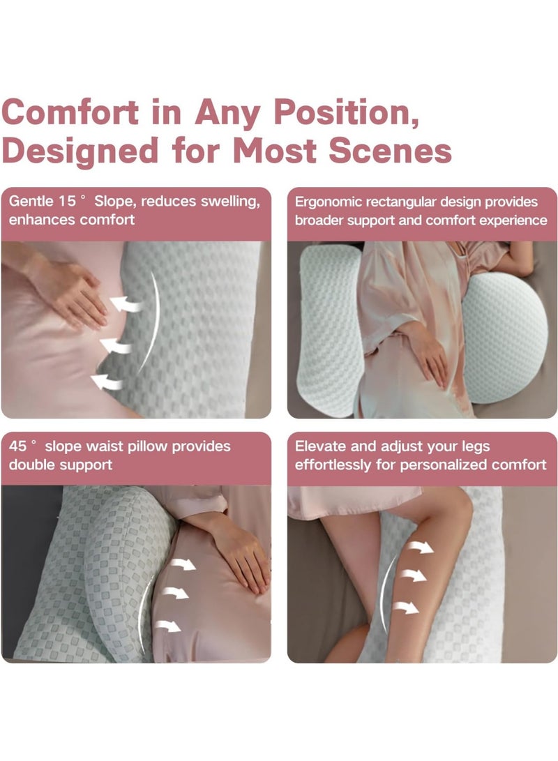 Full Body Pregnancy Pillow with Adjustable Detachable Cover, Maternity Support Pillow for Back, Belly, Hips and Legs, Comfortable Sleep Support Cushion - Image 5