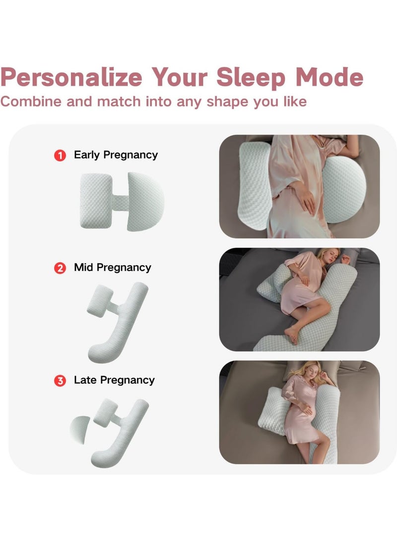 Full Body Pregnancy Pillow with Adjustable Detachable Cover, Maternity Support Pillow for Back, Belly, Hips and Legs, Comfortable Sleep Support Cushion - Image 2