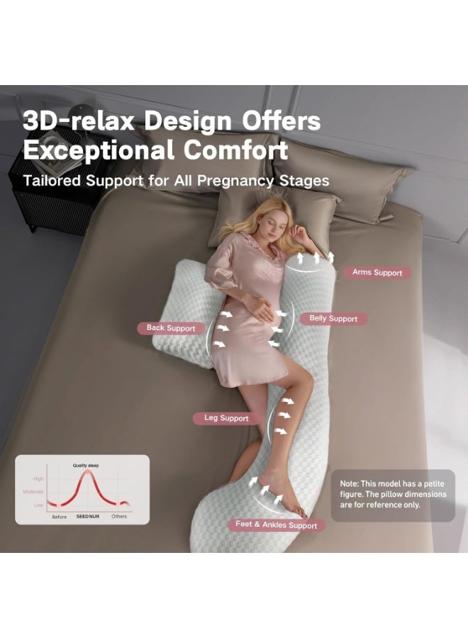 Full Body Pregnancy Pillow with Adjustable Detachable Cover, Maternity Support Pillow for Back, Belly, Hips and Legs, Comfortable Sleep Support Cushion - Image 3