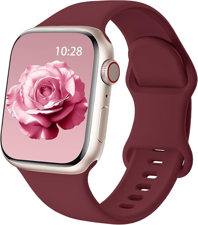 Unipha Silicone Strap Compatible with Apple Watch 38mm 40mm 41mm 42mm Wine Red– Soft Sport Band Replacement for Apple Watch Series 11 10 9 8 7 6 5 4 3 2 1 SE - Image 1