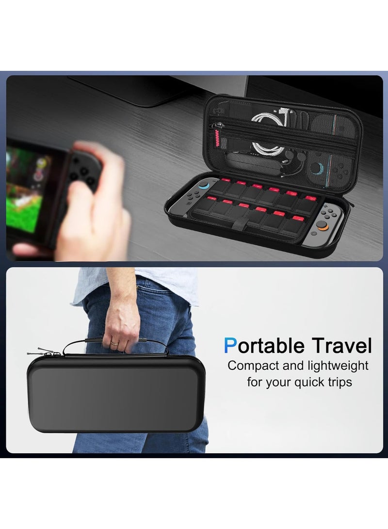 اعاره حقيبة حمل كبيرة السعة من GAMES Switch 2 لجهاز Nintendo Switch 2 (2025)، حقيبة سفر صلبة محمولة من البولي يوريثان مع جيوب للملحقات وبطاقات الألعاب، حقيبة حماية رفيعة لجهاز Switch 2 تتسع لـ 10 - Image 4