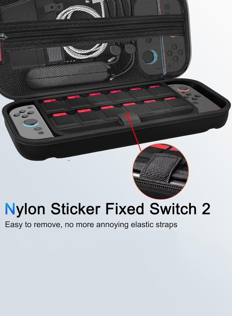 اعاره حقيبة حمل كبيرة السعة من GAMES Switch 2 لجهاز Nintendo Switch 2 (2025)، حقيبة سفر صلبة محمولة من البولي يوريثان مع جيوب للملحقات وبطاقات الألعاب، حقيبة حماية رفيعة لجهاز Switch 2 تتسع لـ 10 - Image 5