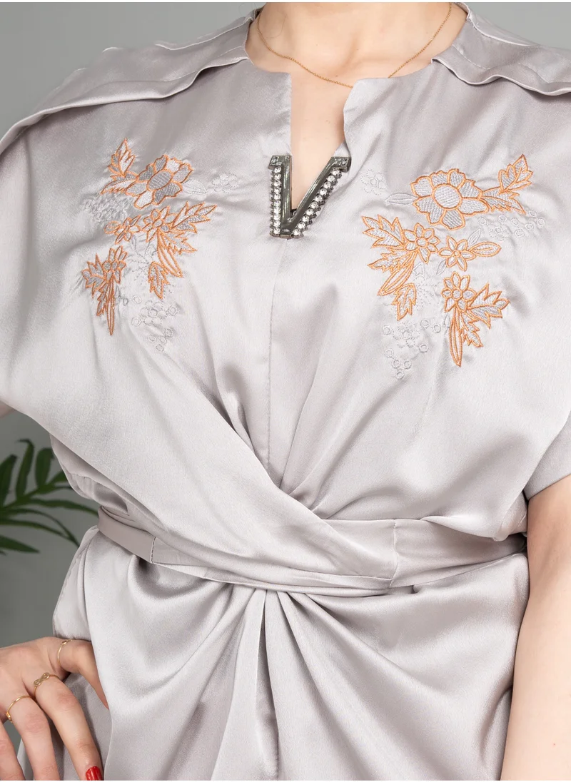 IKKXA Two Pieces Pant and Blouse Modern Set CJ1030 Orange