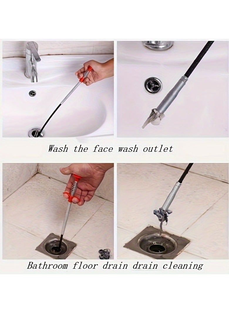 Multi-Functional Metal Plumbing Snake, Flexible Wire Pipe Cleaner with Four-Claw Design, Bendable Drain Clog Remover for Kitchen Sink, Bathroom Toilet, Wash Basin Pipes, Easy Operation with Elastic Handle - Image 5