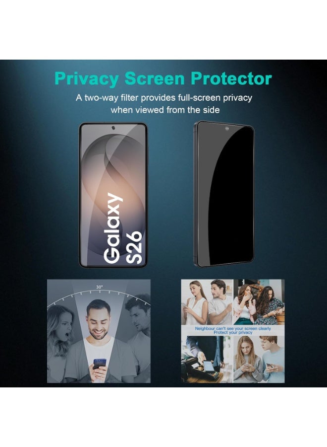 [2 Pack] Privacy Screen Protector for Samsung Galaxy S26, Shatterproof & Longest Durable Anti-Spy Tempered Glass Film for Samsung Galaxy S26 - Image 3