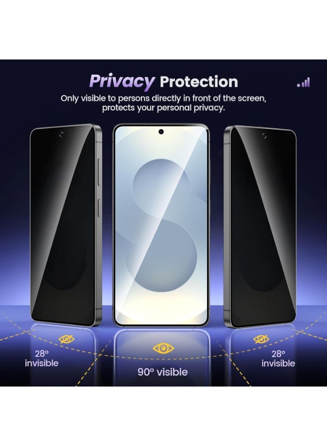 [2 Pack] Privacy Screen Protector for Samsung Galaxy S26, Shatterproof & Longest Durable Anti-Spy Tempered Glass Film for Samsung Galaxy S26 - Image 4