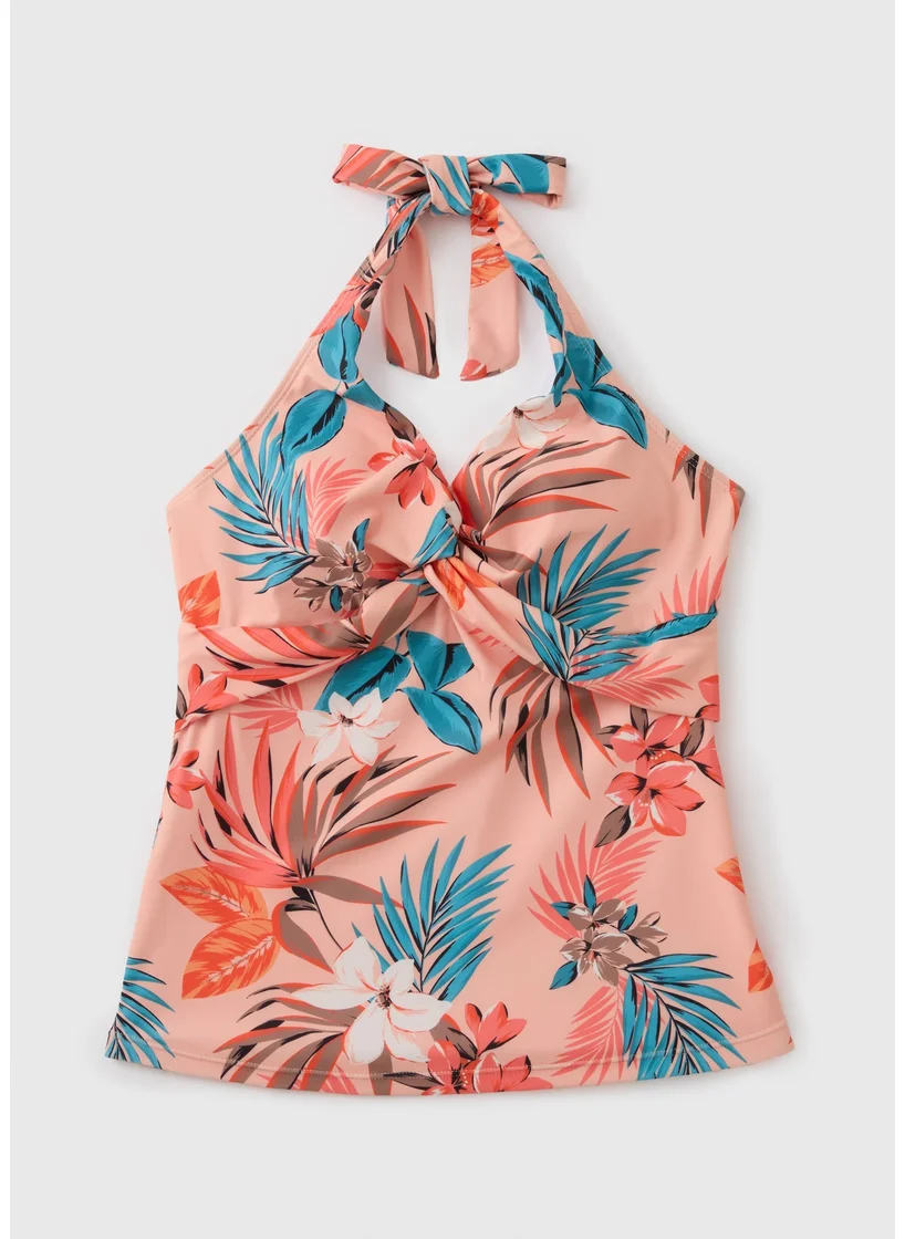 Matalan Peach Floral Halter Neck Tankini Top