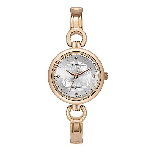 TIMEX Classics Analog Watch for Women with Silver Round Dial & Rose Gold Brass Bracelet Band Water Resistant Women's Wrist Watches - TWEL11424 - Image 1