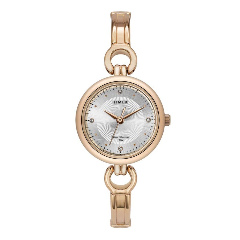TIMEX Classics Analog Watch for Women with Silver Round Dial & Rose Gold Brass Bracelet Band Water Resistant Women's Wrist Watches - TWEL11424 - Image 4