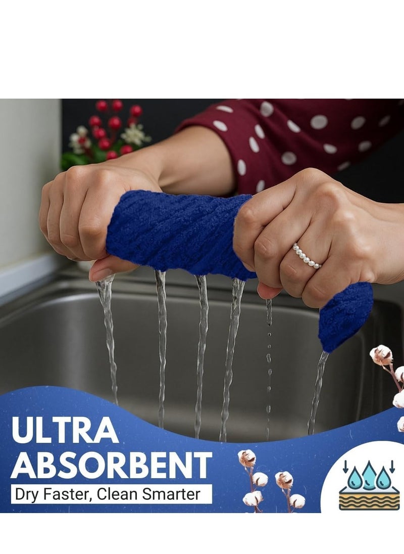 Infinitee Xclusives Premium Kitchen Towels – Pack of 6, 100% Cotton 15 X 25 inches Absorbent Dish Towels - 425 GSM Tea Towel, Terry Kitchen Dishcloth Towels- Blue Dish Cloth for Household Cleaning by Infinitee Xclusives  - Image 2