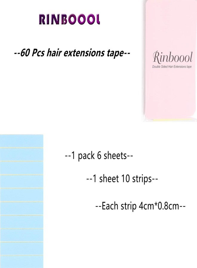 رينبوول شرائط لاصقة لوصلات الشعر من رينبول، 60 قطعة، ذات وجهين، لاستبدال وصلات الشعر اللاصقة (أزرق) - Image 4