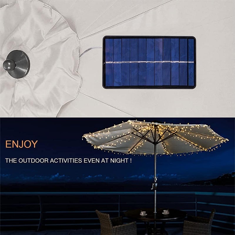 Fortune Patio Umbrella Lights, Solar Waterproof Umbrella String Lights with 360 Warm White LED, Fairy String Lights Perfect for Umbrella Outdoor Garden Decor, Home Garden Wedding Party Christmas - Image 5