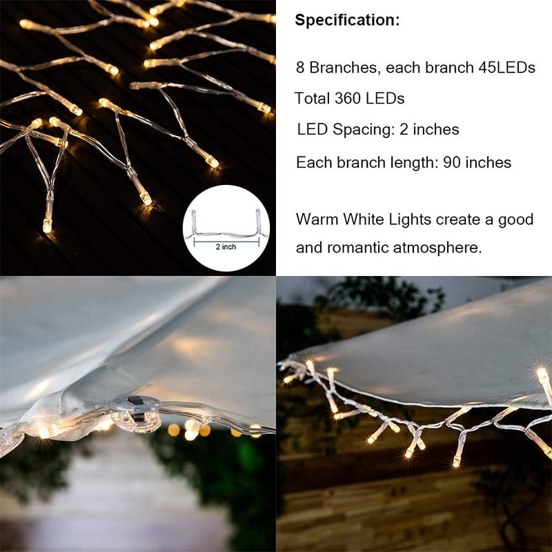 Fortune Patio Umbrella Lights, Solar Waterproof Umbrella String Lights with 360 Warm White LED, Fairy String Lights Perfect for Umbrella Outdoor Garden Decor, Home Garden Wedding Party Christmas - Image 4