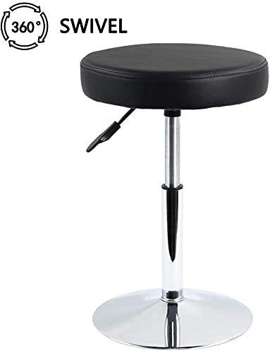CSS Css Short Round Pu Leather Shop Stool Height 17-22 Inch Adjustable Stool Swivel Counter Stool Office Stool Chair Spa Salon Stool Manicure Stool Tattoo Stool Small-Black (1 Pcs)  - Image 3
