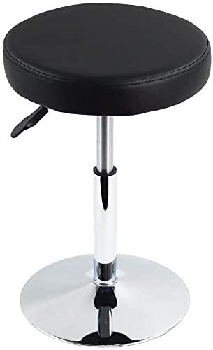 CSS Css Short Round Pu Leather Shop Stool Height 17-22 Inch Adjustable Stool Swivel Counter Stool Office Stool Chair Spa Salon Stool Manicure Stool Tattoo Stool Small-Black (1 Pcs)  - Image 1