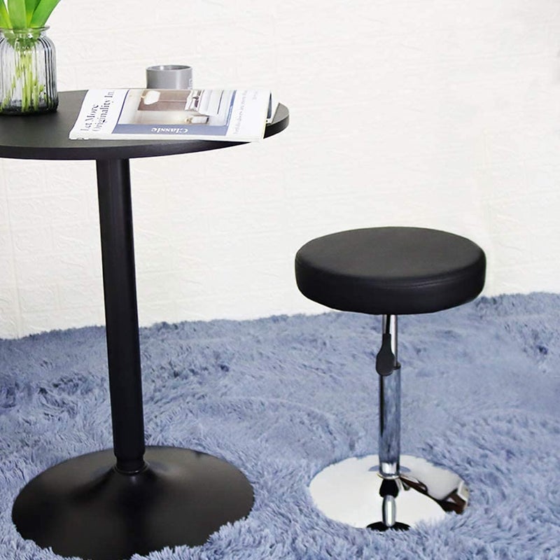 CSS Css Short Round Pu Leather Shop Stool Height 17-22 Inch Adjustable Stool Swivel Counter Stool Office Stool Chair Spa Salon Stool Manicure Stool Tattoo Stool Small-Black (1 Pcs)  - Image 2