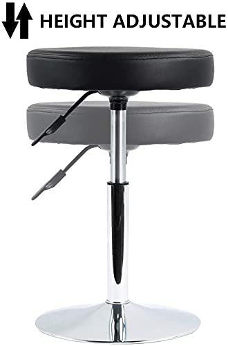 CSS Css Short Round Pu Leather Shop Stool Height 17-22 Inch Adjustable Stool Swivel Counter Stool Office Stool Chair Spa Salon Stool Manicure Stool Tattoo Stool Small-Black (1 Pcs)  - Image 4