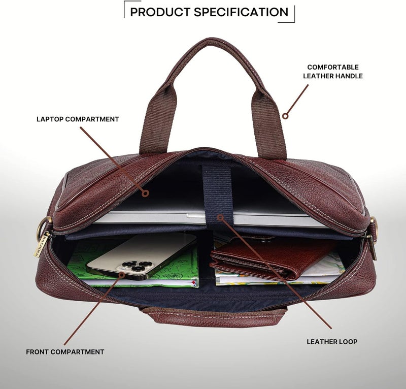 WildHorn mens WILDHORN Leather Laptop Messenger Bags for Men Laptop Bag - Image 4