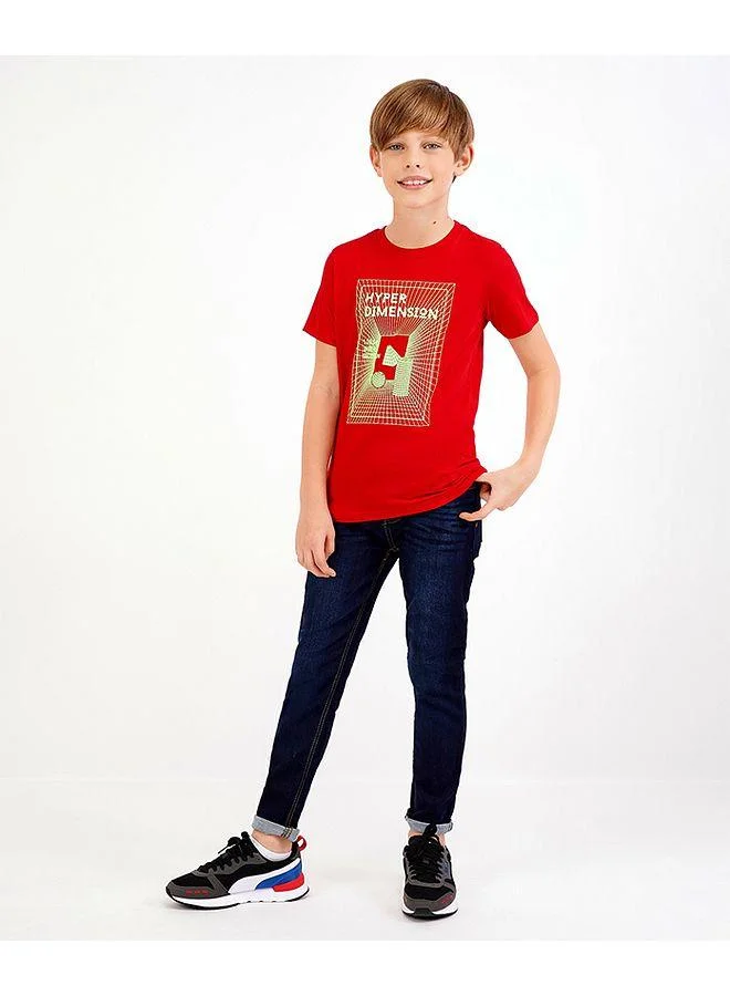 Primo Gino Primo Gino Half Sleeves T-Shirt With HD Print - Red