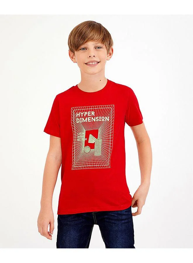 Primo Gino Primo Gino Half Sleeves T-Shirt With HD Print - Red