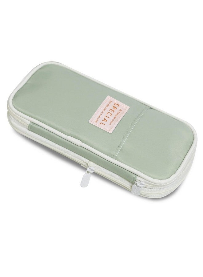WAFJAMF Large Capacity Pencil Box With Zipper Big Storage Bag Pouch Holder Box Organizer For Office Travel - Light Green  - Image 1