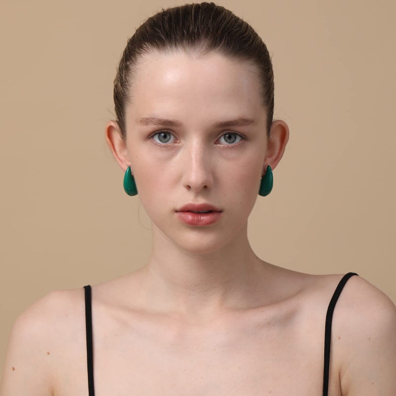 Apsvo Chunky 14K Gold Plated Hoop Earrings for Women, Lightweight Waterdrop Hollow Open Hoops, Hypoallergenic Dupes Earrings - Image 2