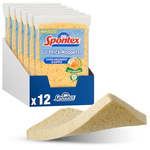 Spontex Thick Moppets, 6 Packs of 2 (Total 12 Sponges) - Image 1