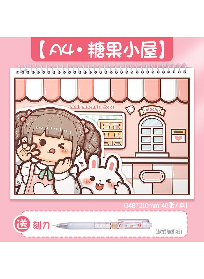Bluejw Leaking This Double-sided Thickened Hand Account Release Paper Girl Cute Hand Account Book Suit Gift Bag Tape Sticker Full - Image 1