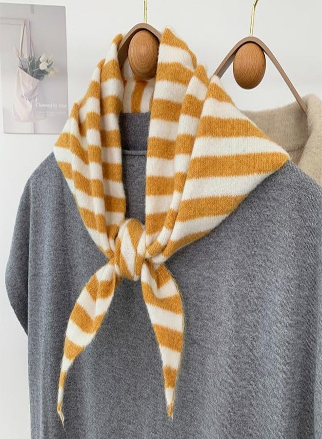 TYATVS Knitted Triangle Scarf for Women Y2k Stripe Head Scarf Aesthetic Accessories Cottagecore Streetwear Triangle Shawl (Yellow) - Image 5
