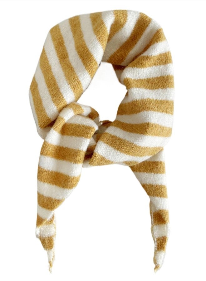 TYATVS Knitted Triangle Scarf for Women Y2k Stripe Head Scarf Aesthetic Accessories Cottagecore Streetwear Triangle Shawl (Yellow) - Image 2
