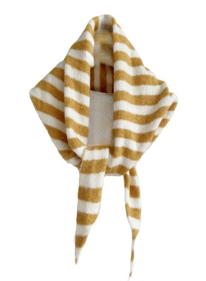 TYATVS Knitted Triangle Scarf for Women Y2k Stripe Head Scarf Aesthetic Accessories Cottagecore Streetwear Triangle Shawl (Yellow) - Image 1